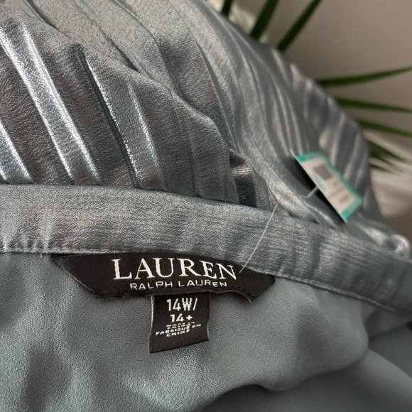 Lauren Ralph Lauren Pleated Metallic Chiffon Midi Skirt Women's 14W - Picture 8 of 8